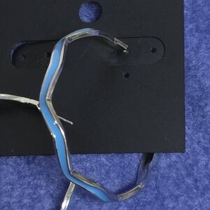 Silver and Blue Hoop Earrings